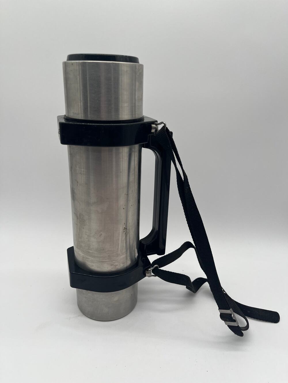 Vintage GOTT Stainless Steel Insulated Vacuum Thermos Bottle with Carry Strap